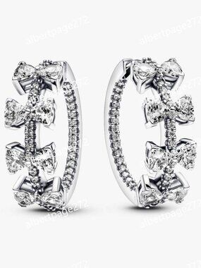 Sparkling Bow Row Hoop Earrings